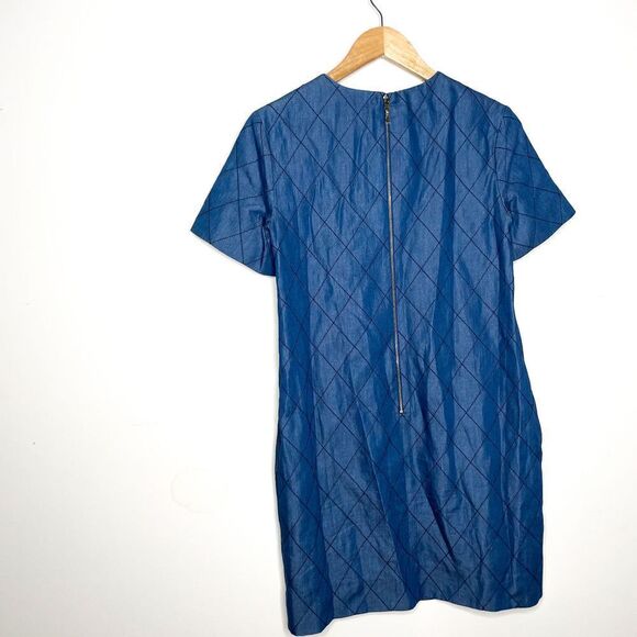 Kate Spade short-sleeve quilted chambray dress, darkest blue - Picture 10 of 11